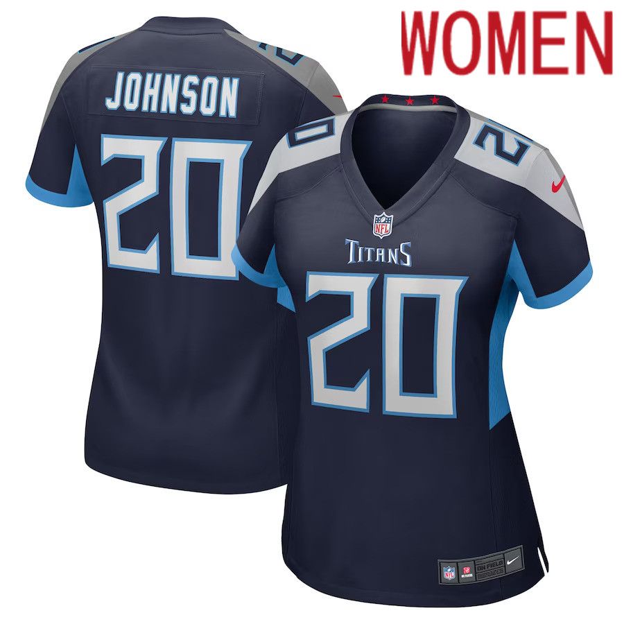 Women Tennessee Titans #20 Lonnie Johnson Nike Navy Game Player NFL Jersey